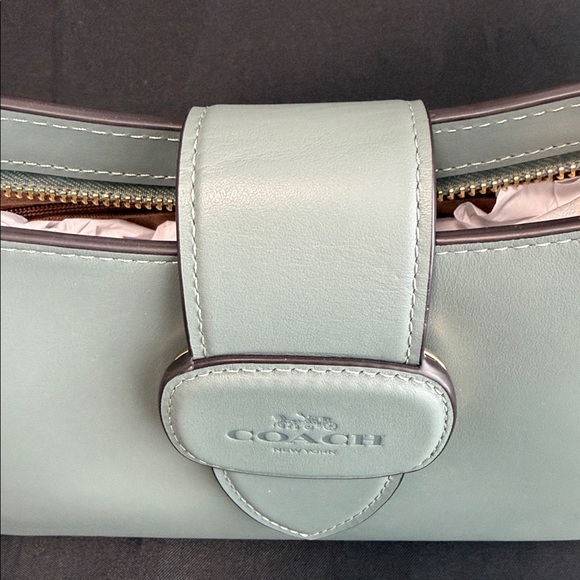 COACH New York Eliza Leather Shoulder Bag w/ Zipper Closure in Sage Green NWT - Picture 5 of 13